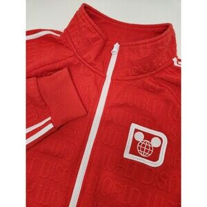 Disney Parks Jacket Men's XL Embroidered Spellout Disney World Full Zip‎ Red